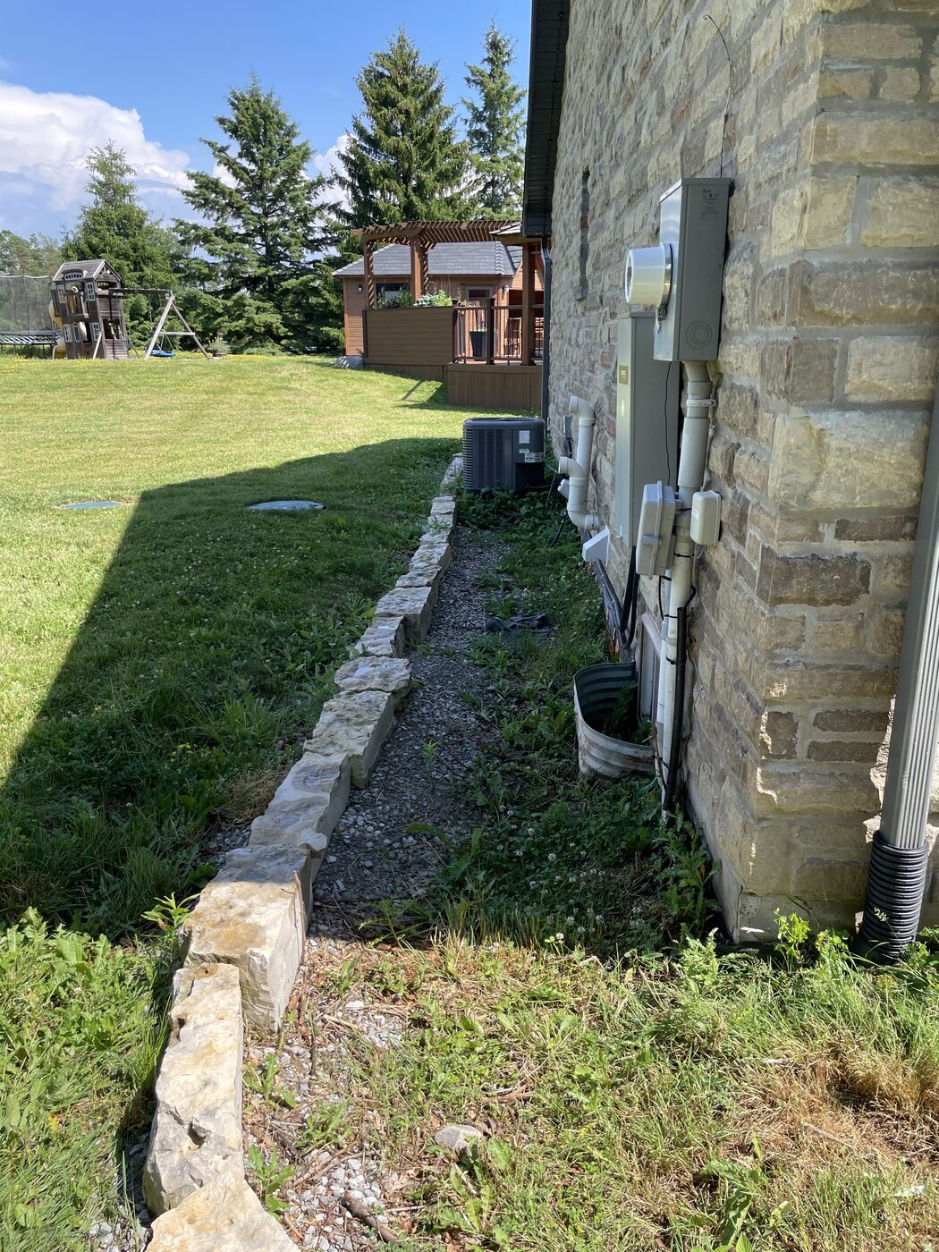 Overgrown side garden before Royal Landscaping work